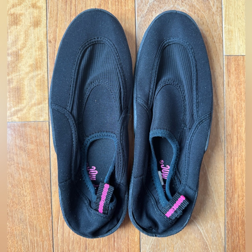 Women Black Water Shoes with Pink Accents